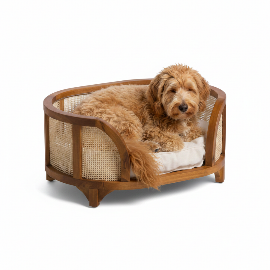 Mochi Meadow – Rattan Weave Pet Cushion Bed