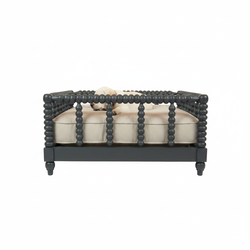 Kiri Cloud HDHMR Pet Plinth Bed – angle view – luxury designer pet bed India – The Flamingo Life