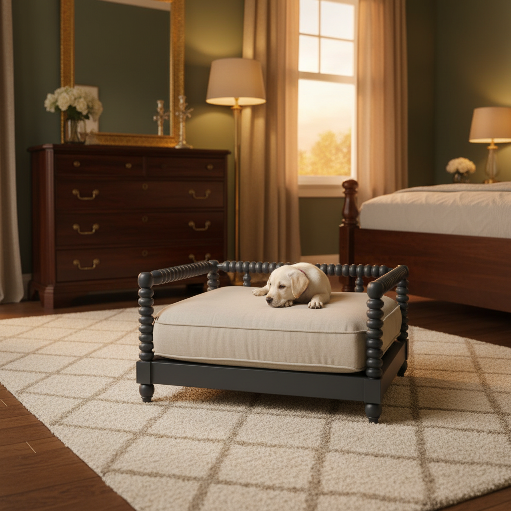 Kiri Cloud HDHMR Pet Plinth Bed – side view – luxury designer pet bed India – The Flamingo Life
