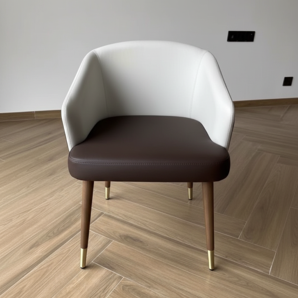 Nami Tub Japandi Boucle Dining Chair – side view – luxury dining chair India – The Flamingo Life