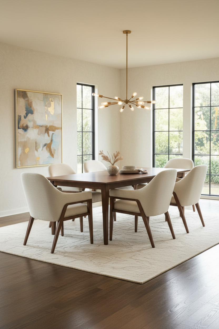 Hana Slim Japandi Boucle Dining Chair – lifestyle view – luxury dining chair India – The Flamingo Life