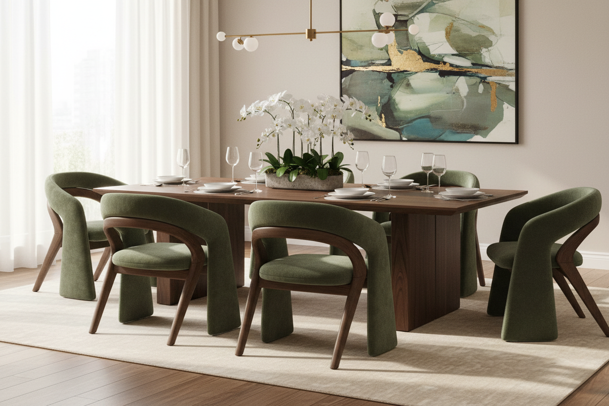 Mori Suede Japandi Dining Chair – side view – luxury suede dining chair India – The Flamingo Life