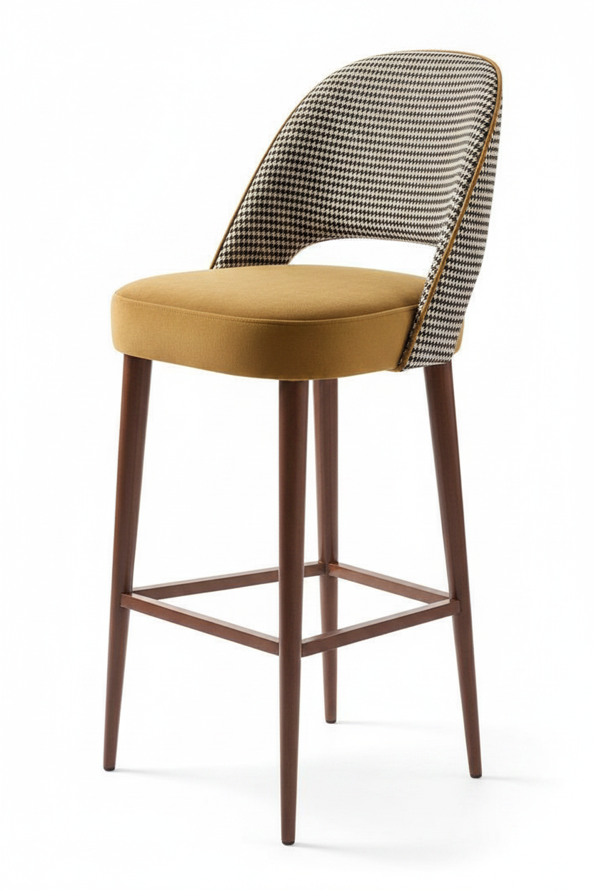 Hiro Upholstered Japandi Boucle Bar Stool – lifestyle view – luxury bar stool India – The Flamingo Life
