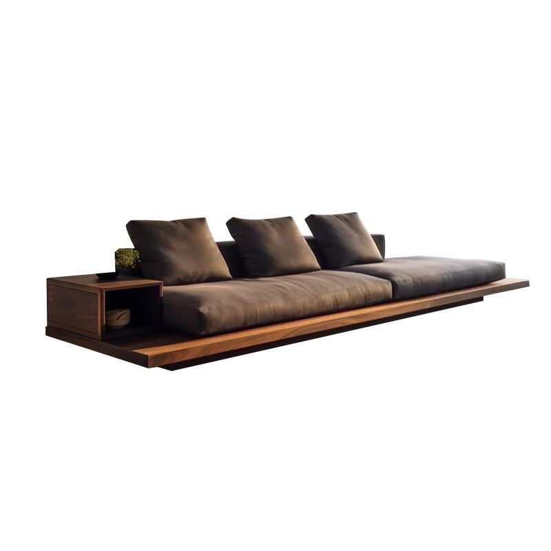 Nori Shelf-Base Suede Sofa - suede fabric sofa - The Flamingo Life