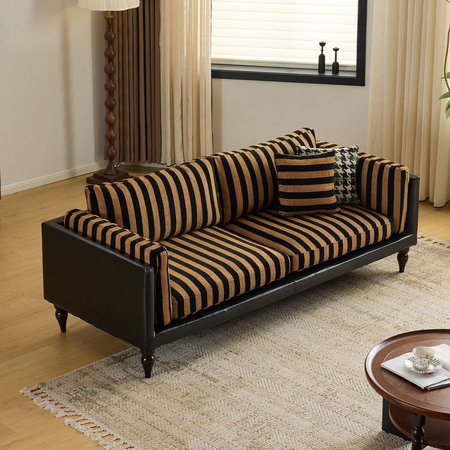 Freja Channel-Stripe Suede Sofa