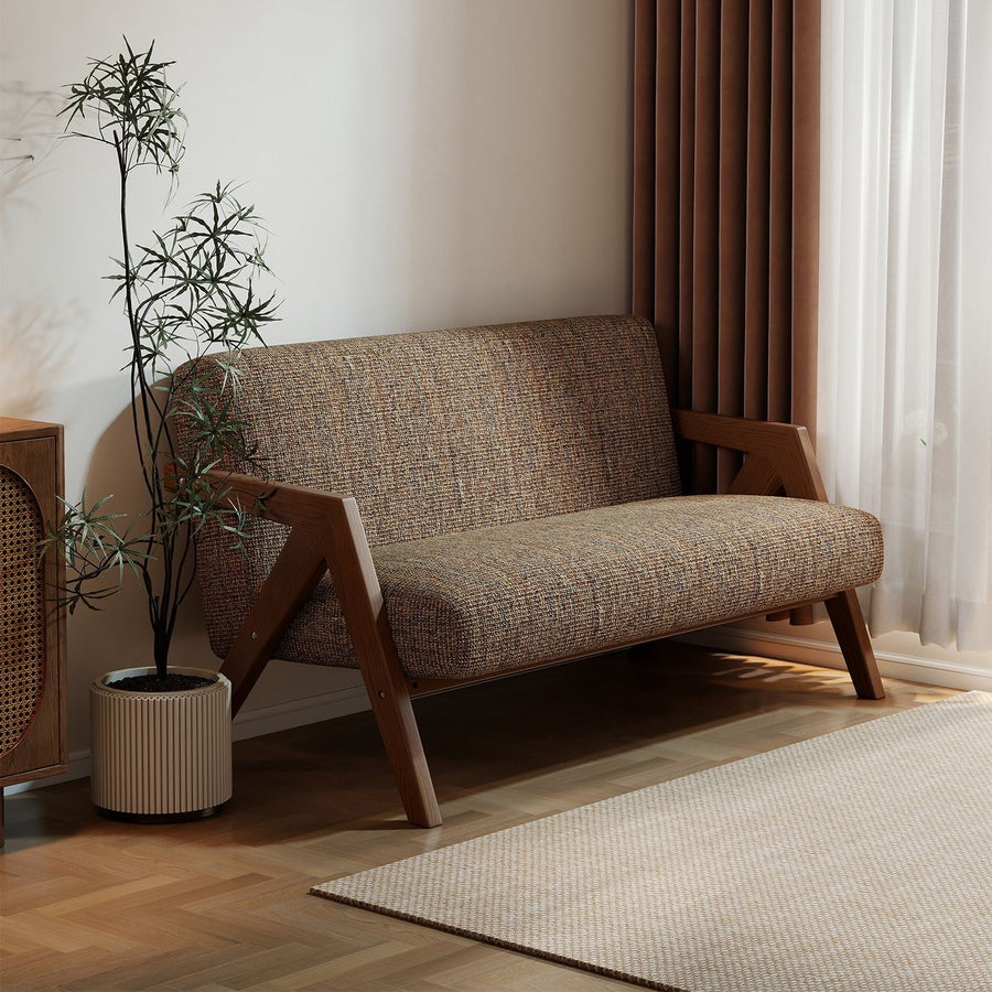Rin Angular-Arm Suede Loveseat