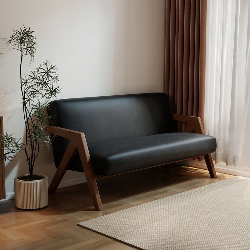 Rin Angular-Arm Suede Loveseat Black colourway - suede fabric loveseat - The Flamingo Life