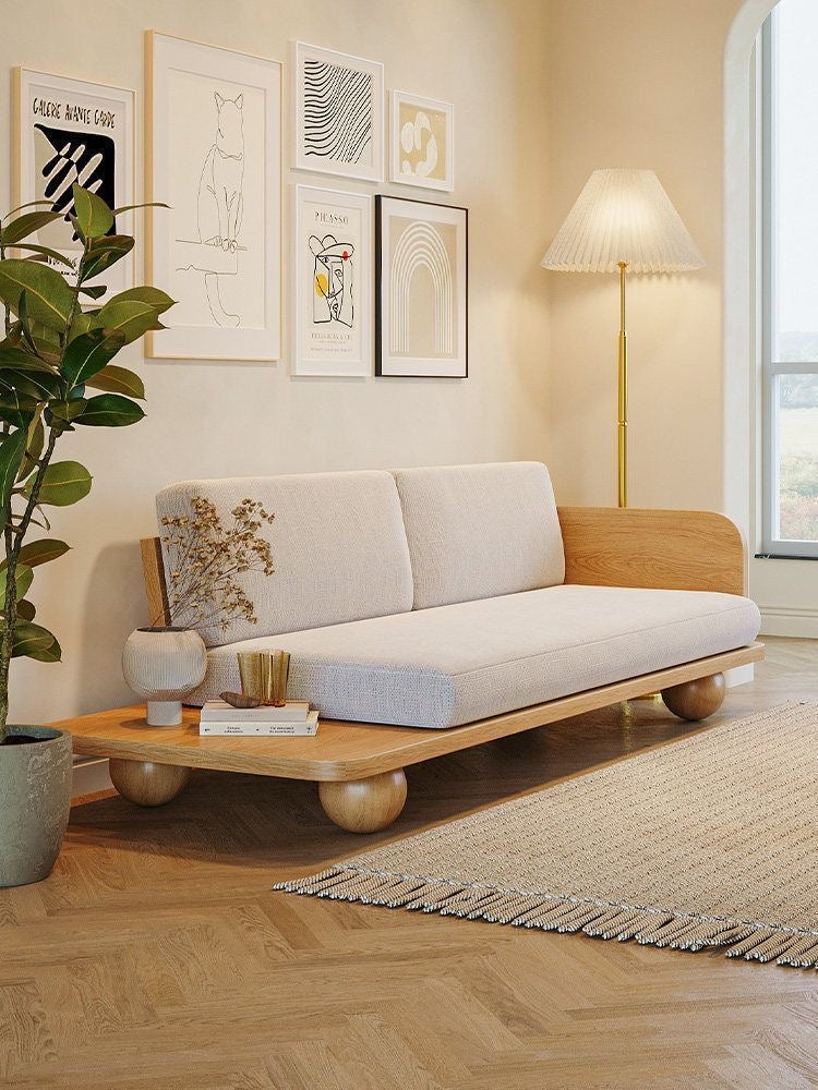 Hana Ball-Foot Suede Daybed - suede fabric daybed - The Flamingo Life