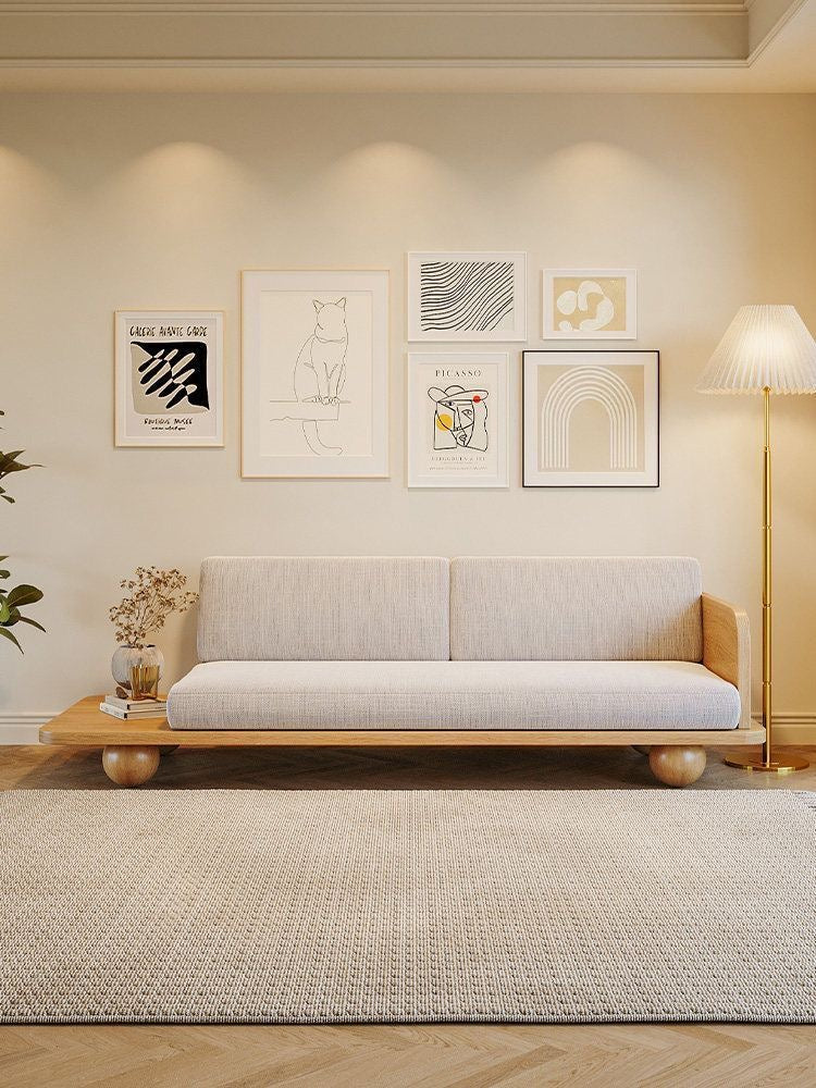 Hana Ball-Foot Suede Daybed side view - suede fabric daybed - The Flamingo Life