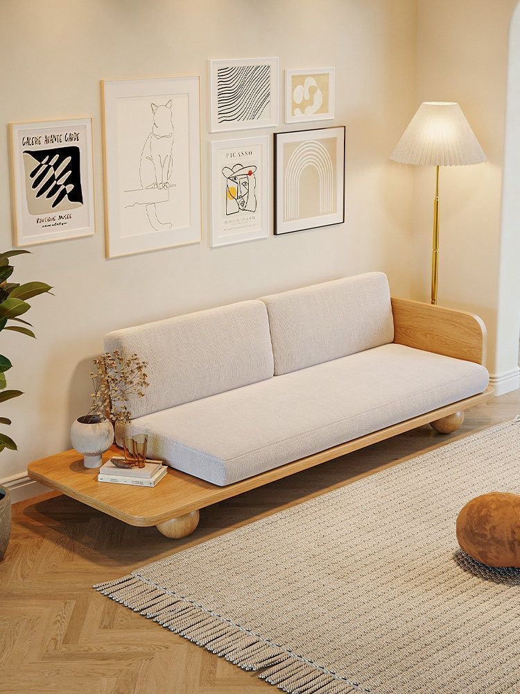 Hana Ball-Foot Suede Daybed detail view - suede fabric daybed - The Flamingo Life