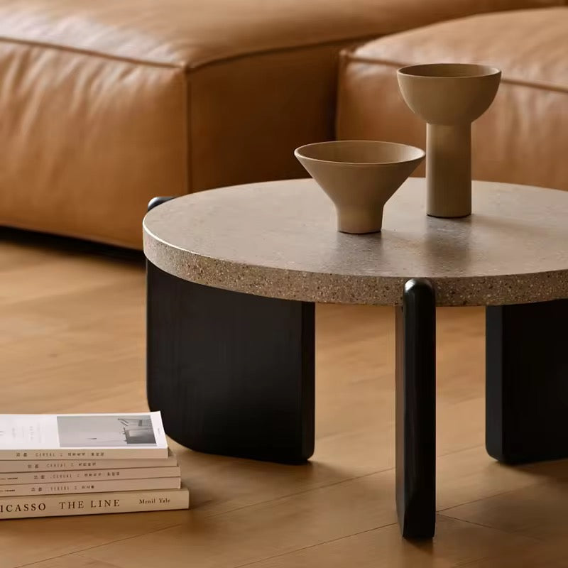 Soma Traventino Top Coffee Table close-up - traventino stone coffee table - The Flamingo Life