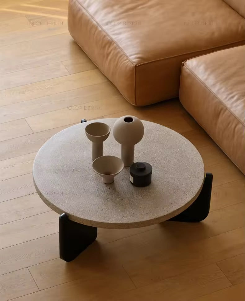 Soma Traventino Top Coffee Table detail view - traventino stone coffee table - The Flamingo Life