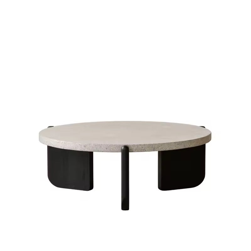Soma Traventino Top Coffee Table side view - traventino stone coffee table - The Flamingo Life