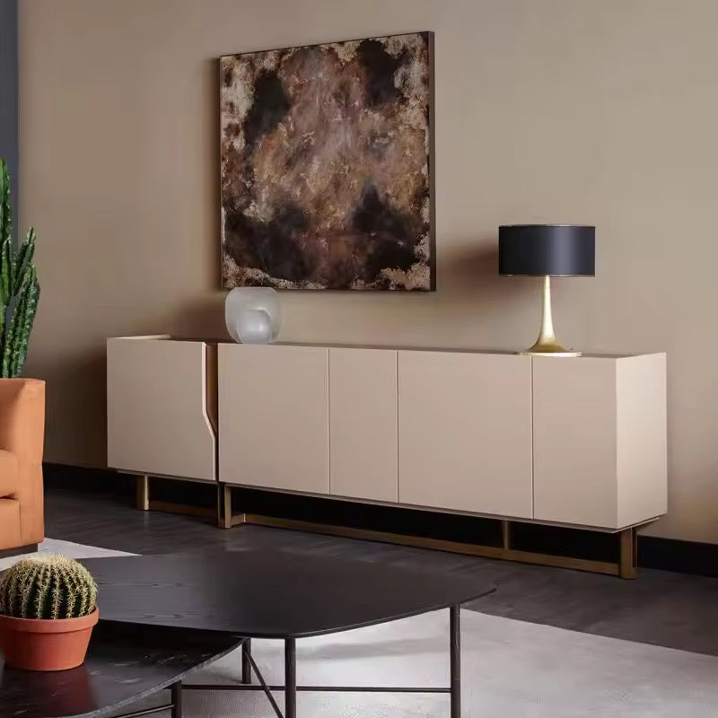 Olin Console Foyer/Entryway detail view - wood veneer console table - The Flamingo Life