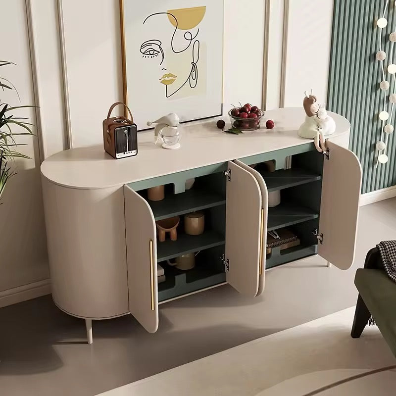 Isha Sleek Sideboard detail view - wood veneer sideboard - The Flamingo Life