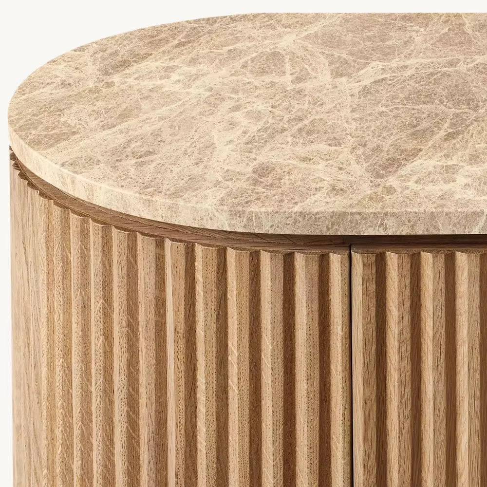 Arvo Japandi Marble top Console detail view - marble console table - The Flamingo Life