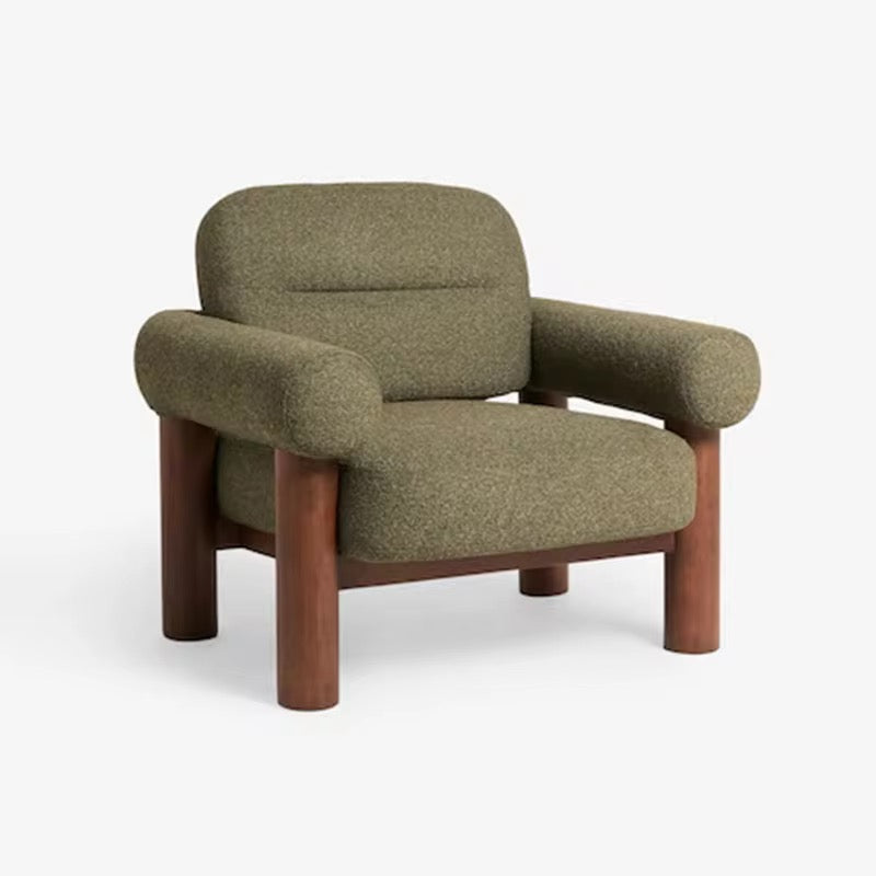 Koro Comfort Statement Chair angle view - boucle fabric accent chair - The Flamingo Life