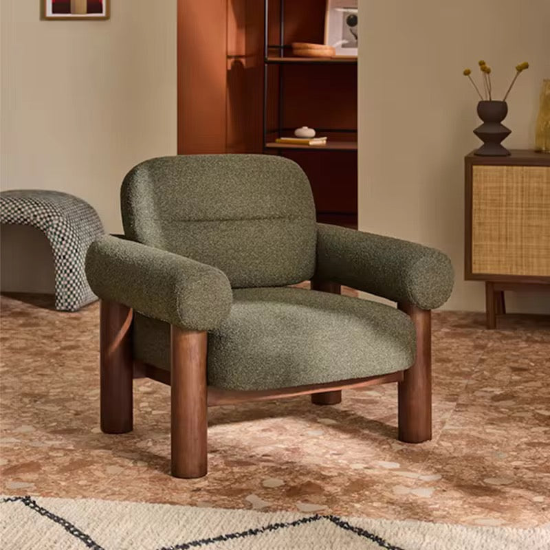 Koro Comfort Statement Chair side view - boucle fabric accent chair - The Flamingo Life
