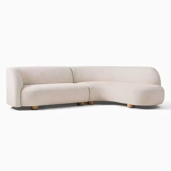 Mirae Boucle Chaise Couch detail view - boucle fabric sofa - The Flamingo Life
