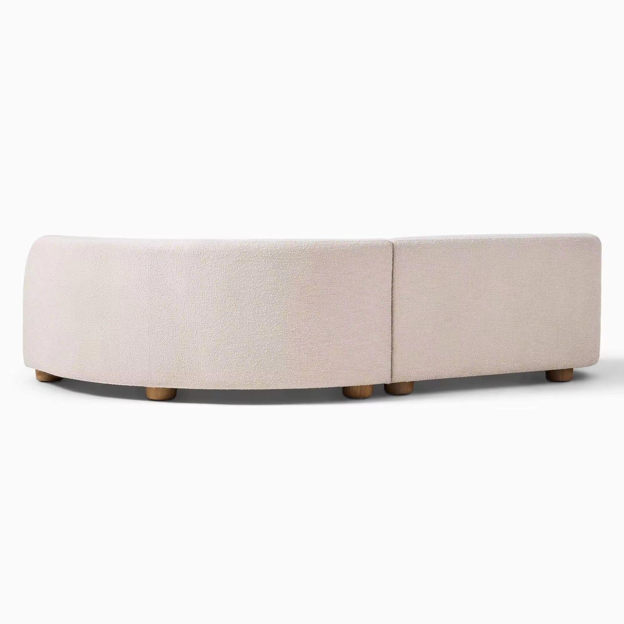 Mirae Boucle Chaise Couch close-up - boucle fabric sofa - The Flamingo Life