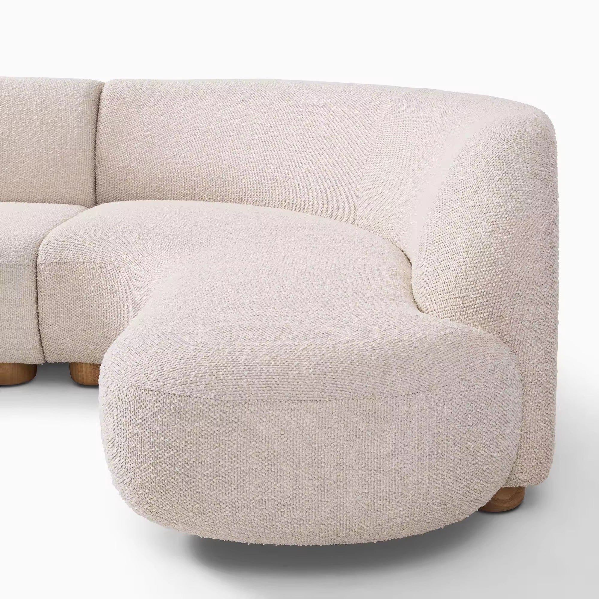 Mirae Boucle Chaise Couch lifestyle view - boucle fabric sofa - The Flamingo Life