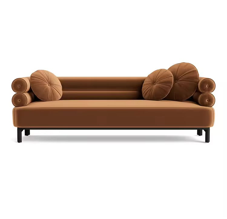 Moroa Suede Couch detail view - suede upholstery sofa - The Flamingo Life