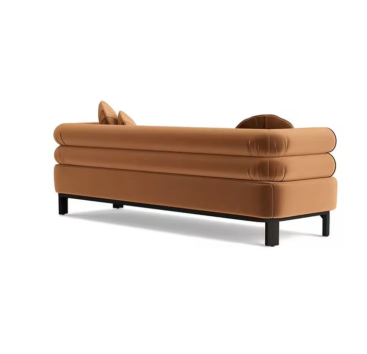 Moroa Suede Couch side view - suede upholstery sofa - The Flamingo Life