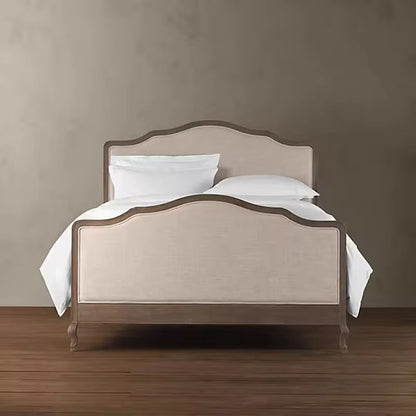 Sakura Upholstered Japandi Boucle Bed – side view – luxury upholstered bed India – The Flamingo Life