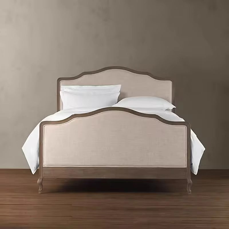 Sakura Upholstered Japandi Boucle Bed – side view – luxury upholstered bed India – The Flamingo Life