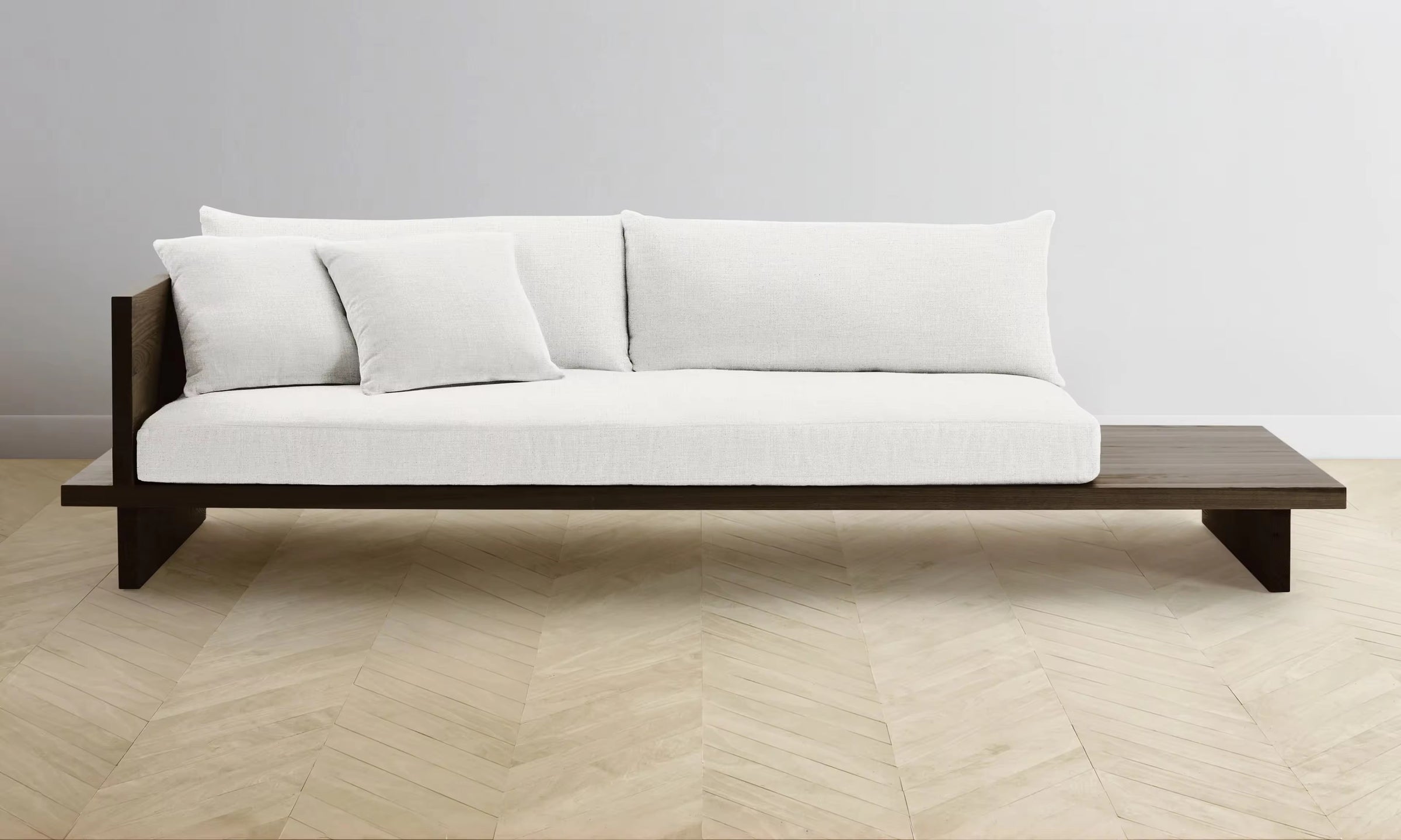 Raisin Japandi Couch side view - Japandi sofa - The Flamingo Life