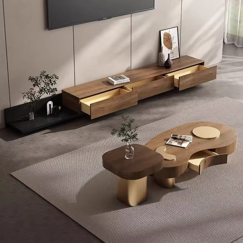 Tirawa Kintsugi Coffee Table lifestyle view - gold-accented coffee table - The Flamingo Life