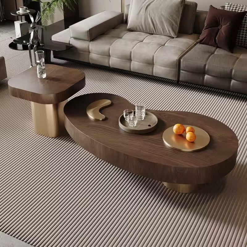 Tirawa Kintsugi Coffee Table side view - gold-accented coffee table - The Flamingo Life