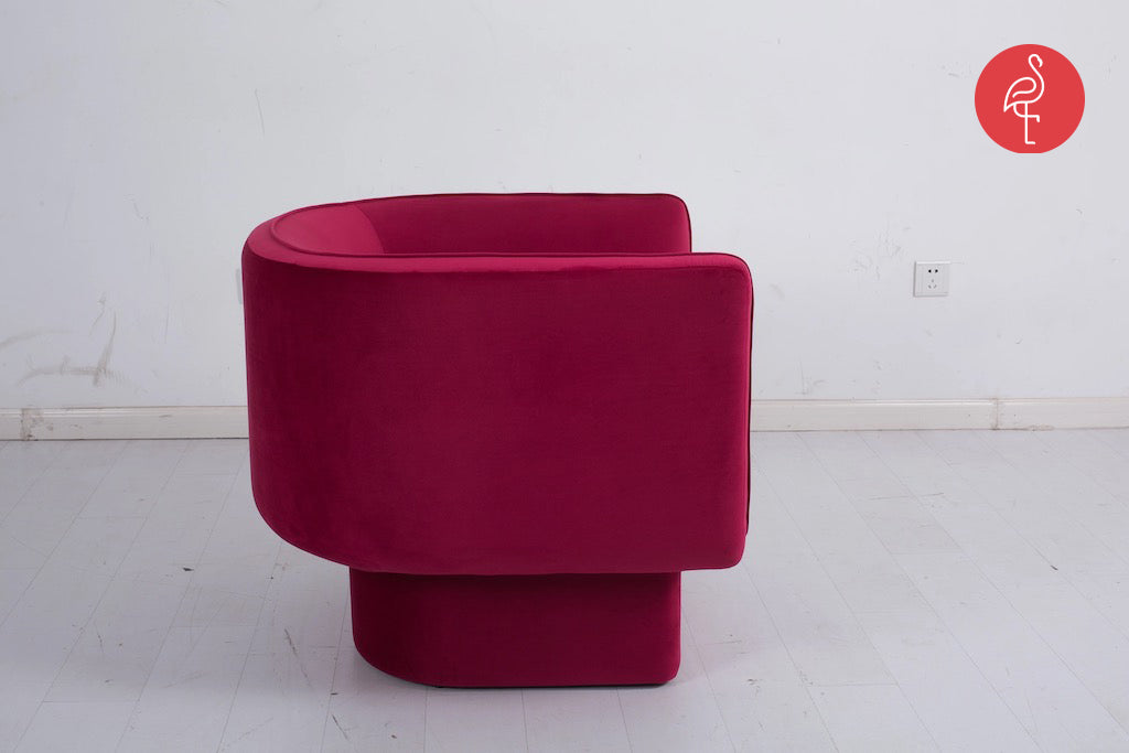 Royal Accent Chair lifestyle view - suede upholstery accent chair - The Flamingo Life