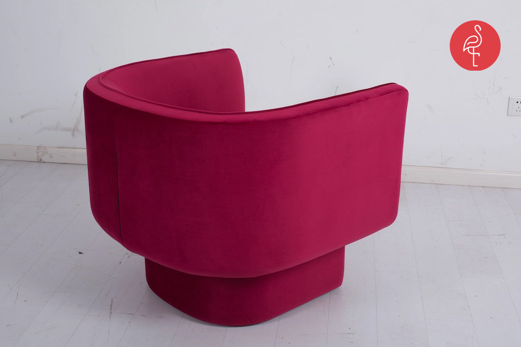 Royal Accent Chair side view - suede upholstery accent chair - The Flamingo Life