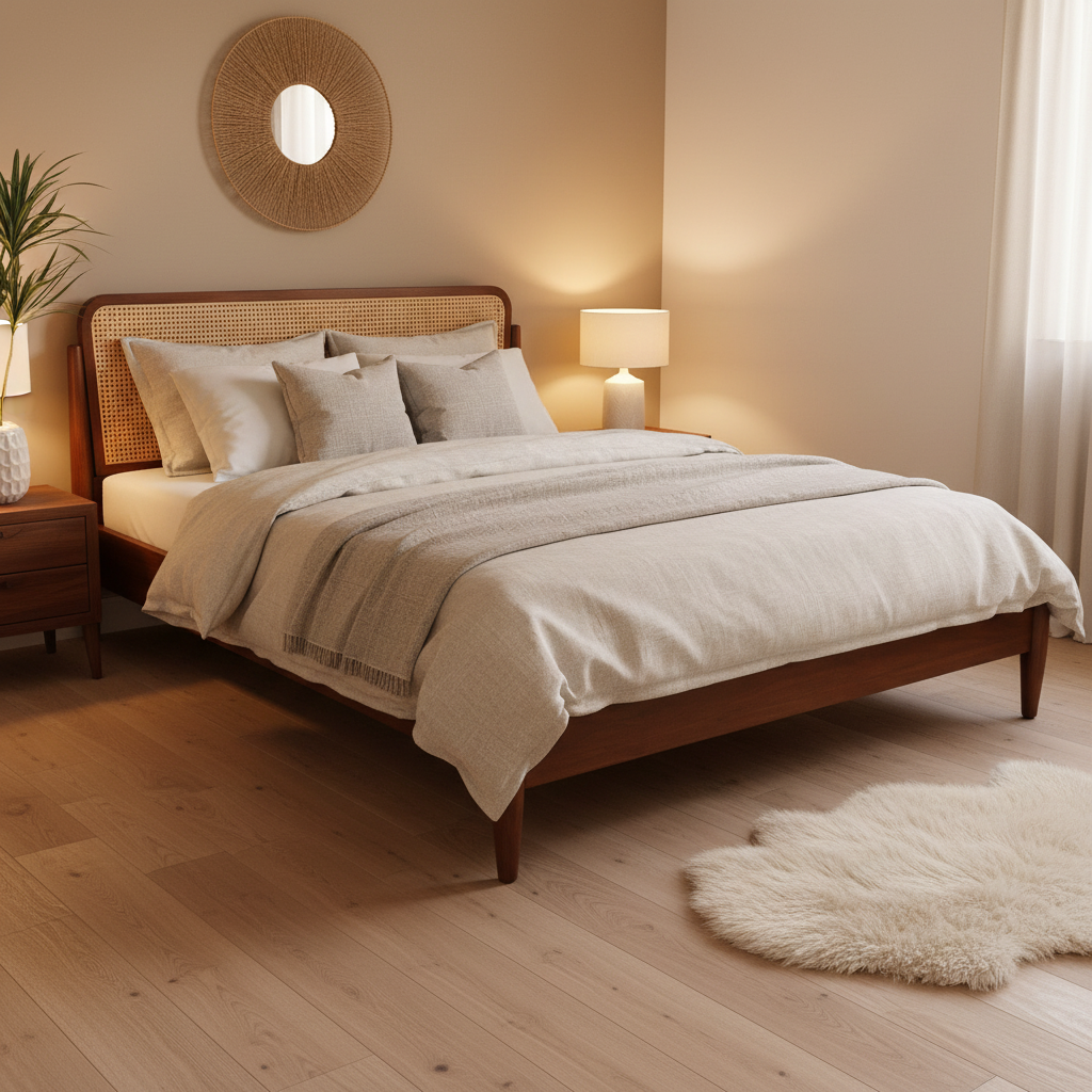 Aurelia Japandi Rattan Bed