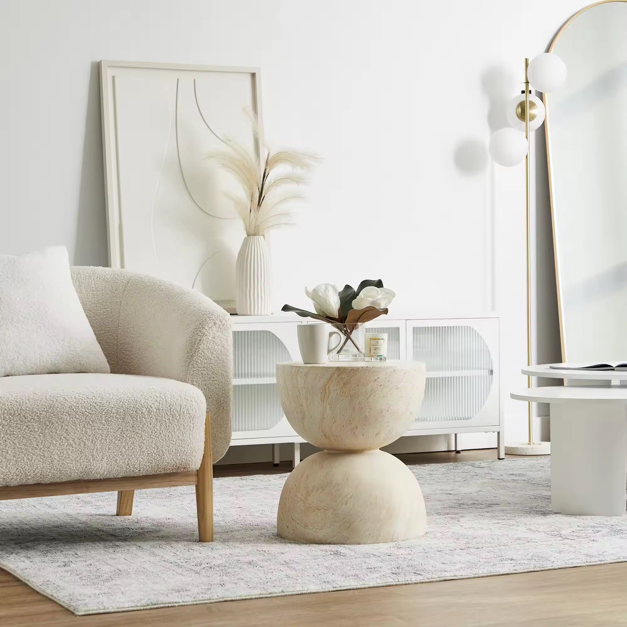 Ivory Drift Side Table - side table - The Flamingo Life