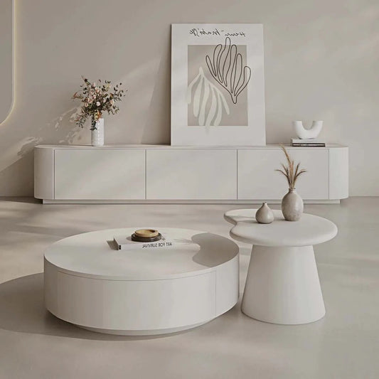 Ivory elegant coffee table set - wood veneer coffee table - The Flamingo Life