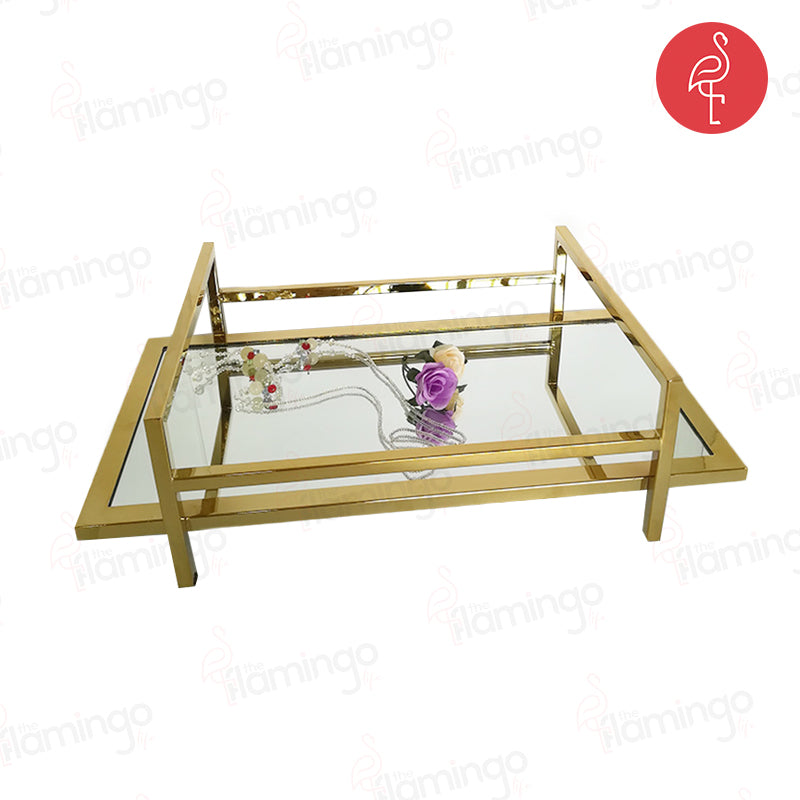 Retro Gold Queen Tray – lifestyle view – luxury decorative tray India – The Flamingo Life