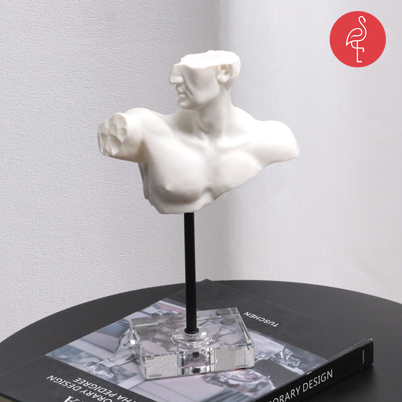 Alexandria Male Bust Figurine – detail view – luxury art decor India – The Flamingo Life