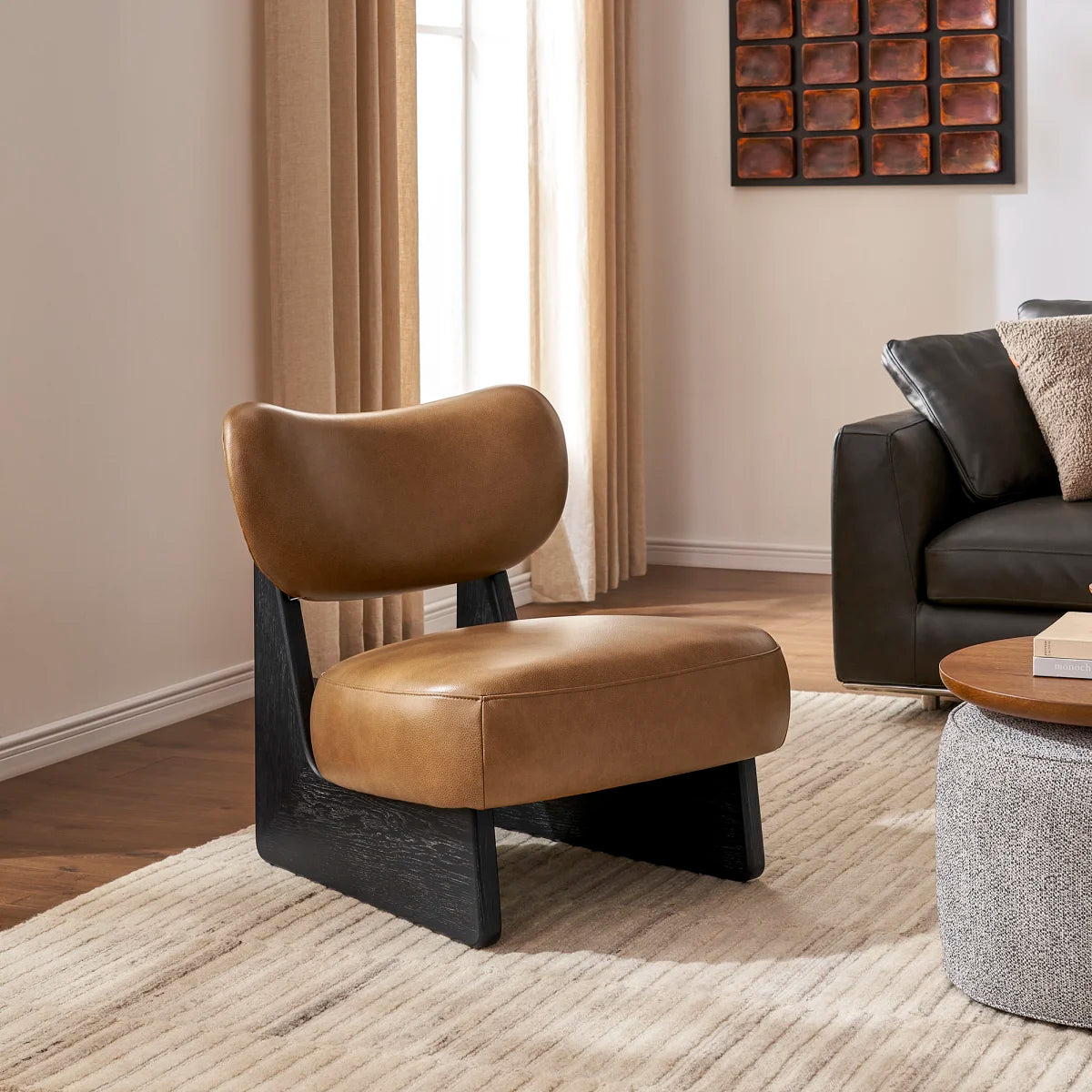 Joshua Leather Accent Chair - premium leather accent chair - The Flamingo Life
