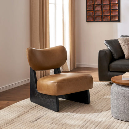 Joshua Leather Accent Chair - premium leather accent chair - The Flamingo Life