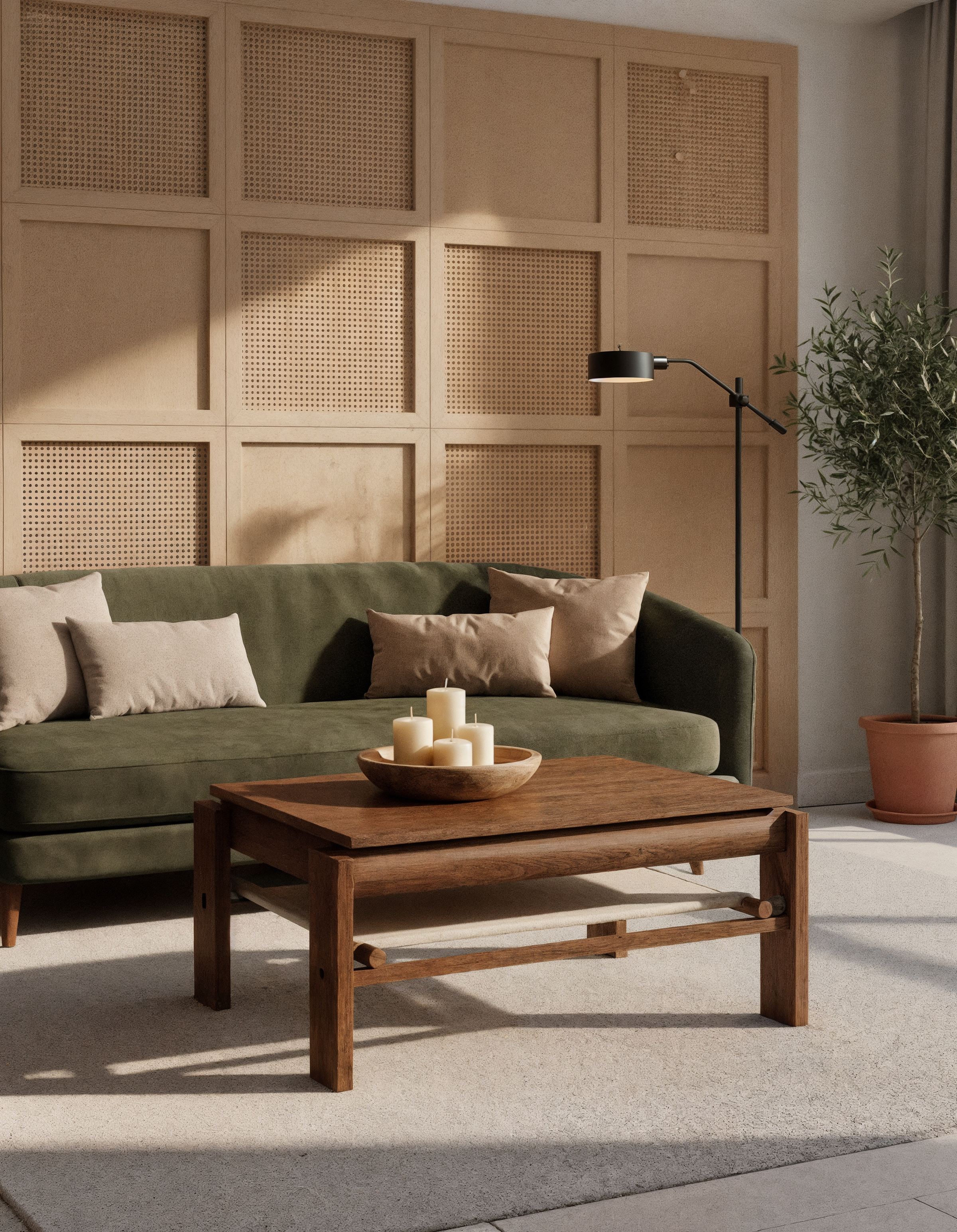 Kantan Teak Wood Coffee Table side view - solid teak wood coffee table - The Flamingo Life
