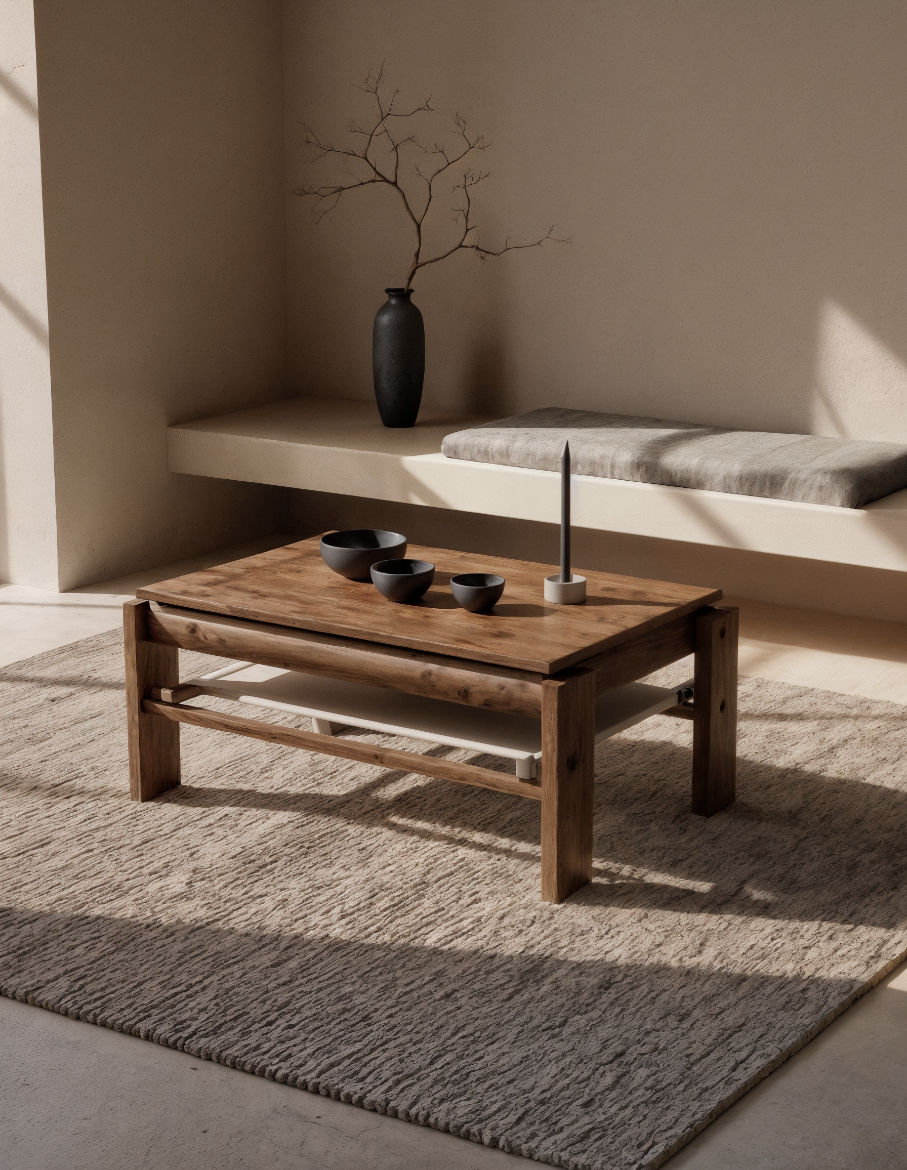 Kantan Teak Wood Coffee Table detail view - solid teak wood coffee table - The Flamingo Life