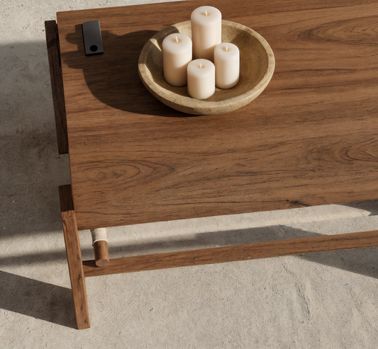 Kantan Teak Wood Coffee Table - solid teak wood coffee table - The Flamingo Life