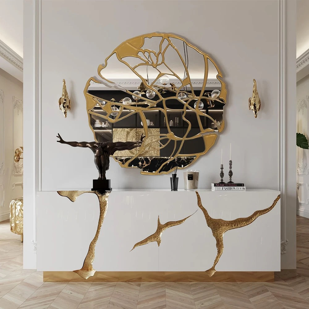Kintsugi Console/Unit - gold-accented console table - The Flamingo Life