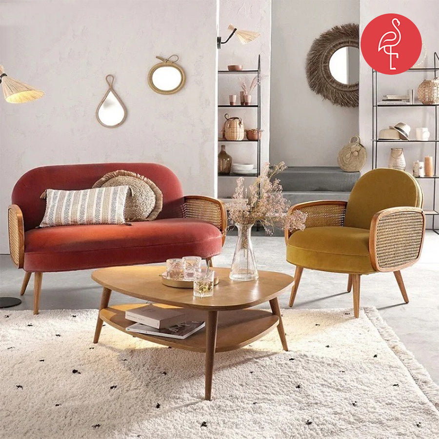 Carmine Rattan Chairs Suede Dining Chair