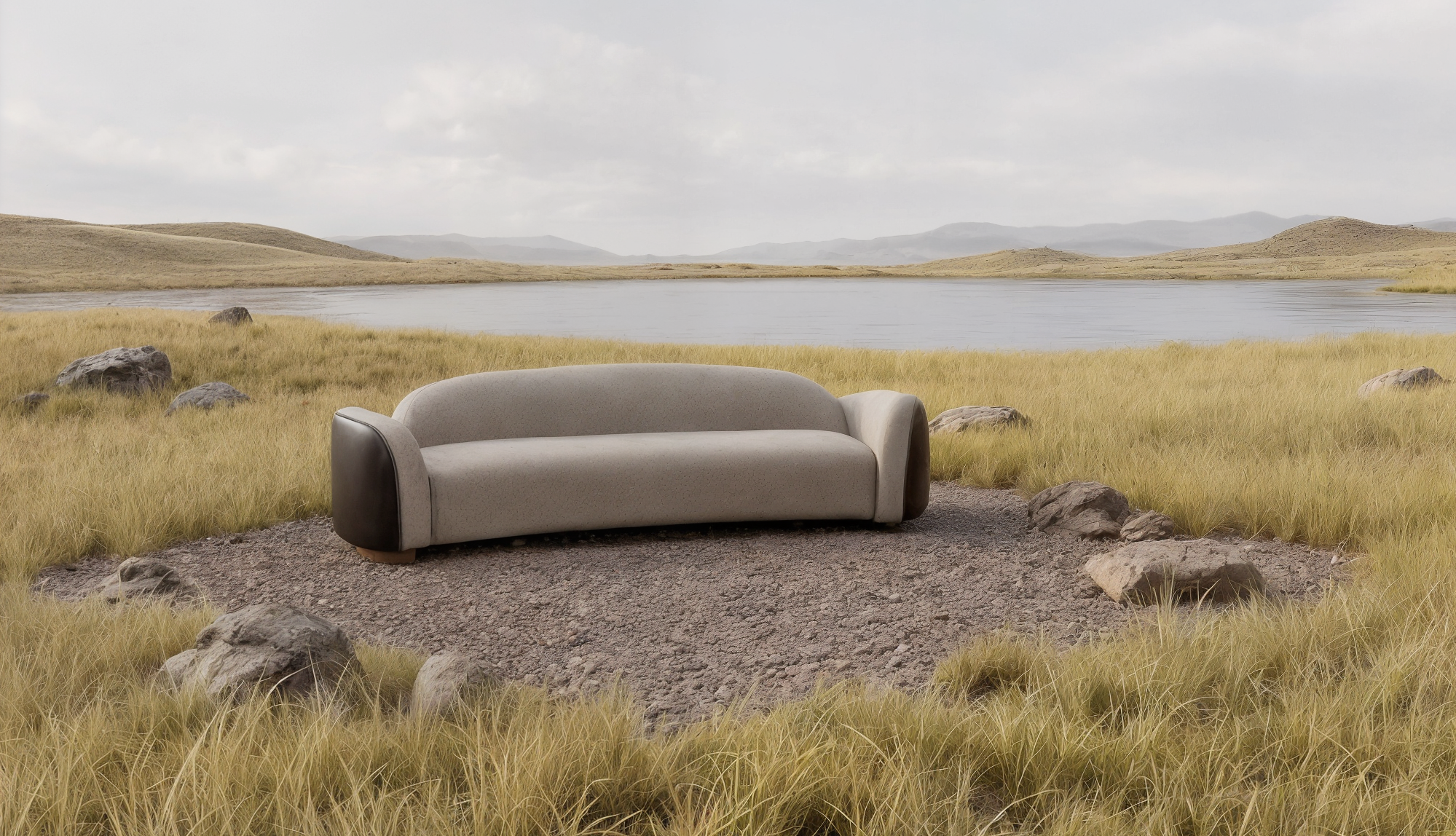 Mori Japandi Sofa 3 Seater Suede – lifestyle view – luxury japandi sofa India – The Flamingo Life