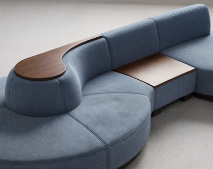 Nagare Modular Sectional Sofa Suede – angle view – luxury modular sofa India – The Flamingo Life