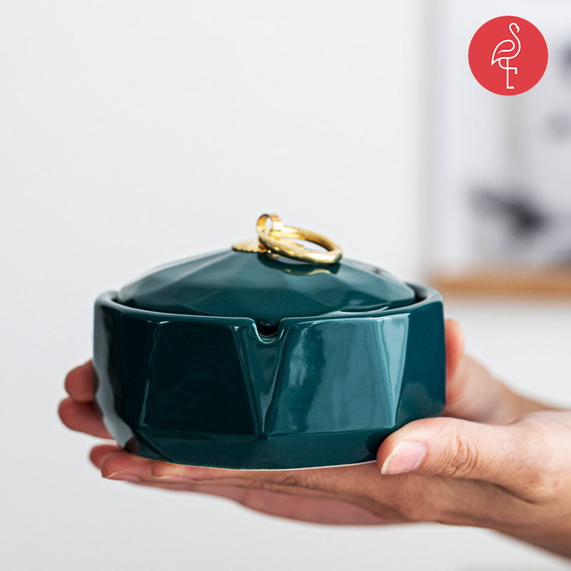 KANA Coloured Modern Ashtray – lifestyle view – luxury ceramic ashtray India – The Flamingo Life