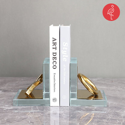 OX Glass & Gold Fancy Bookend